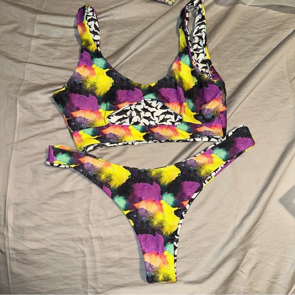 Moana Bikini in Black and White with Multicolor Accents - Picture 6 of 7